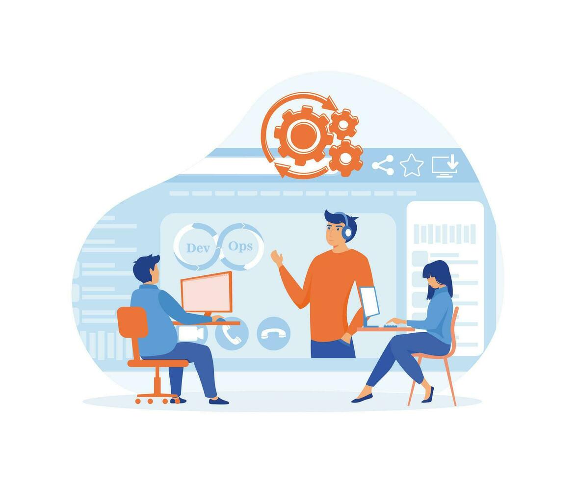 Software development and it operations concept. flat vector modern illustration