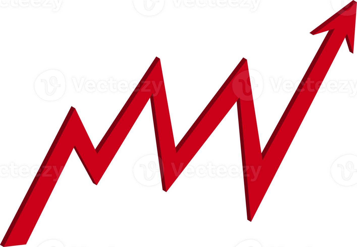 3d arrow business graph illustration. Transparent background png
