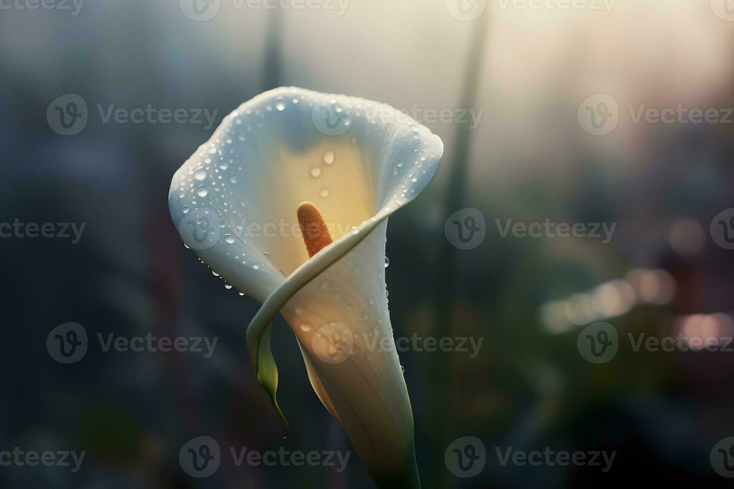 Calla lily flowers in botanical garden. Neural network AI generated photo