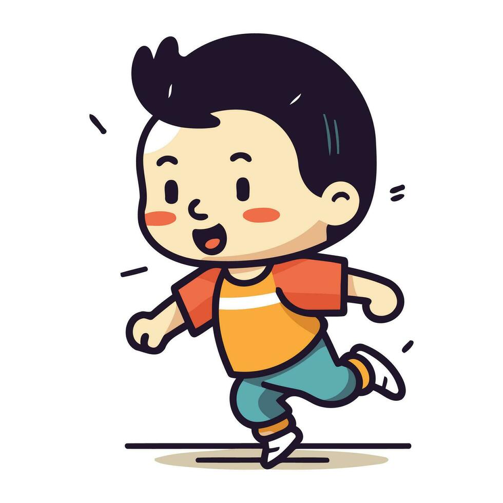 Vector illustration of a little boy running. Cute flat style.