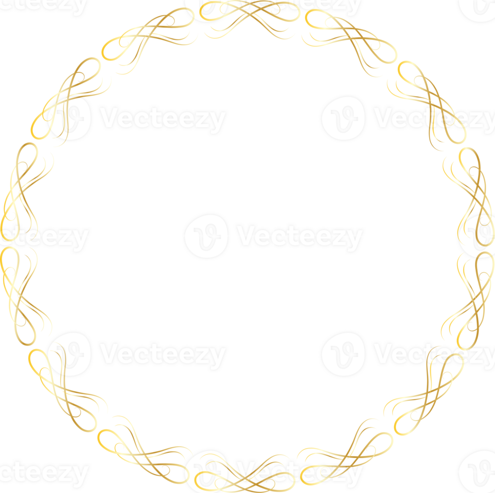 Dividers round gold frames for decoration, Transparent background png