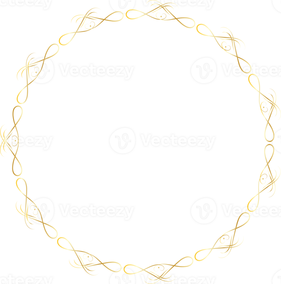 Dividers round gold frames for decoration, Transparent background png