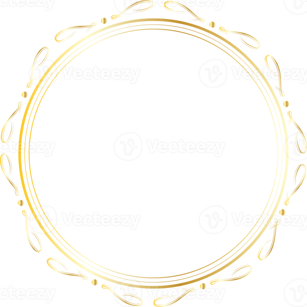 Dividers round gold frames for decoration, Transparent background png