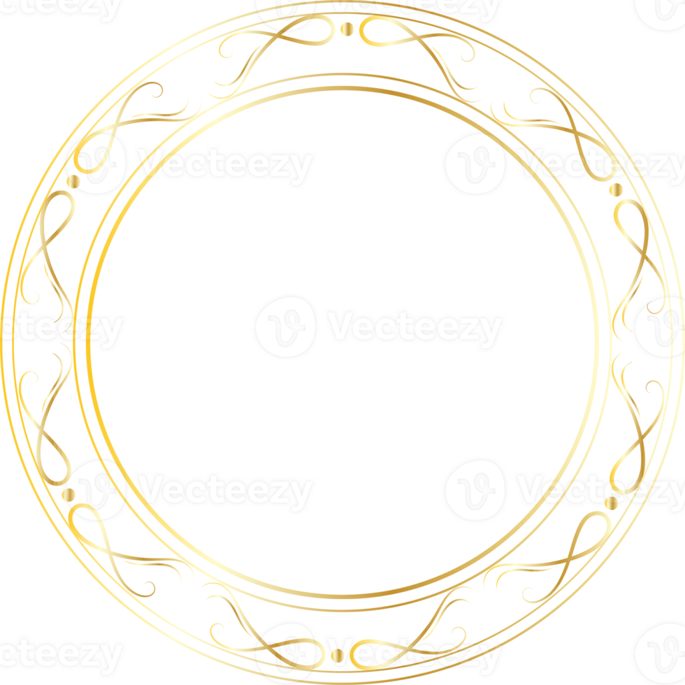 Dividers round gold frames for decoration, Transparent background png