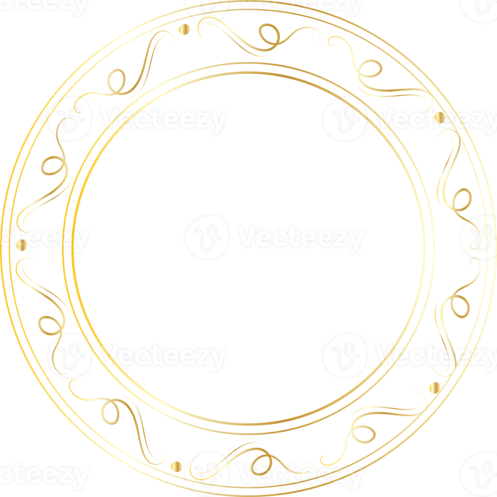 Dividers round gold frames for decoration, Transparent background png