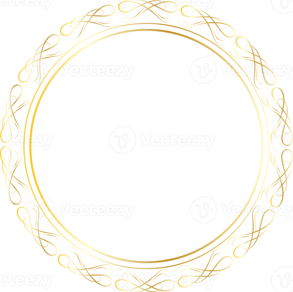 Dividers round gold frames for decoration, Transparent background png