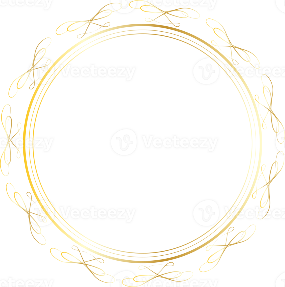Dividers round gold frames for decoration, Transparent background png