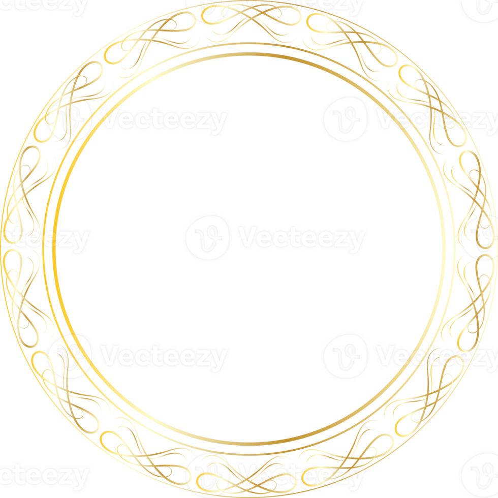 Dividers round gold frames for decoration, Transparent background png