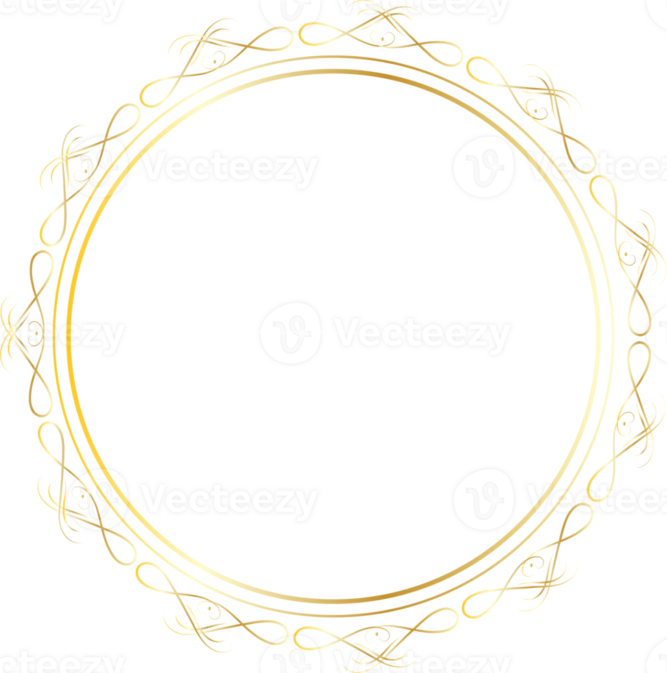 Dividers round gold frames for decoration, Transparent background png