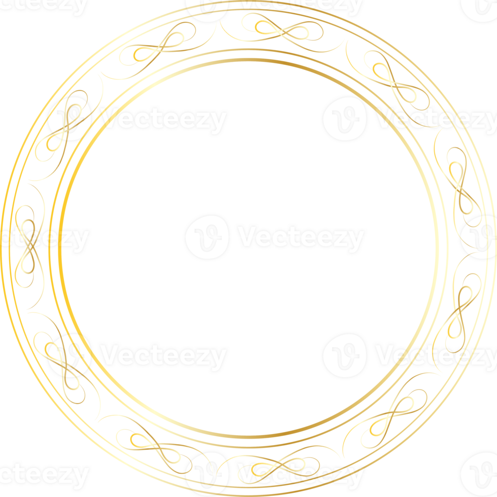 Dividers round gold frames for decoration, Transparent background png
