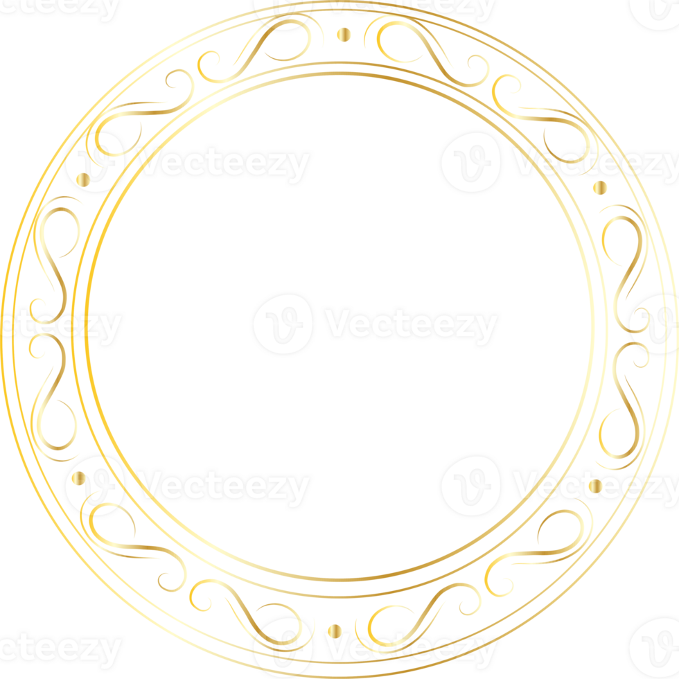 Dividers round gold frames for decoration, Transparent background png