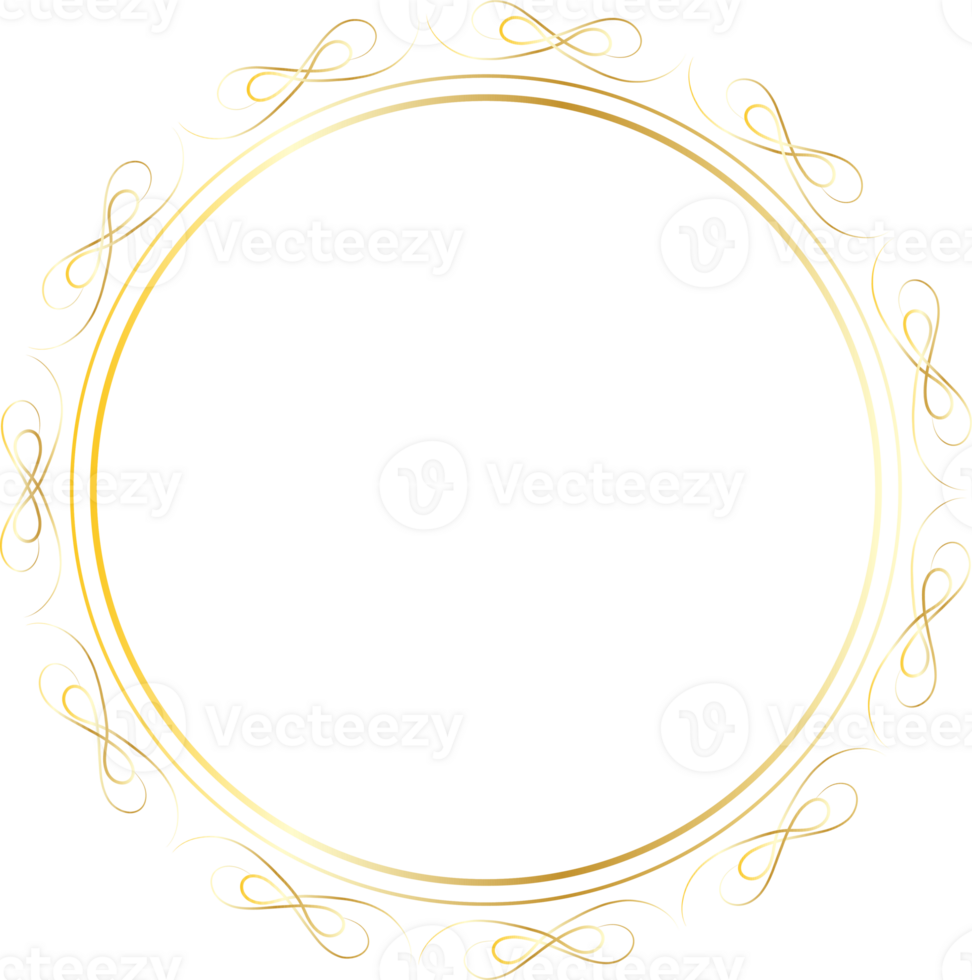 Dividers round gold frames for decoration, Transparent background png