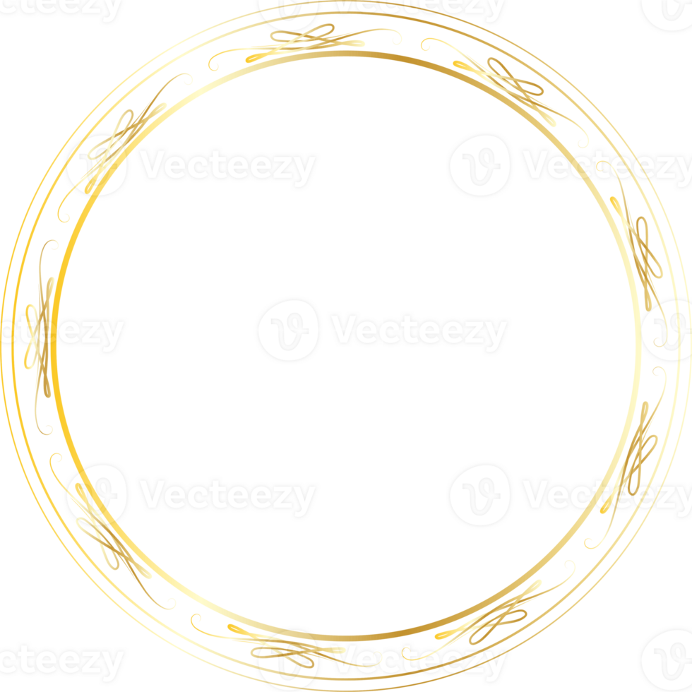 Dividers round gold frames for decoration, Transparent background png