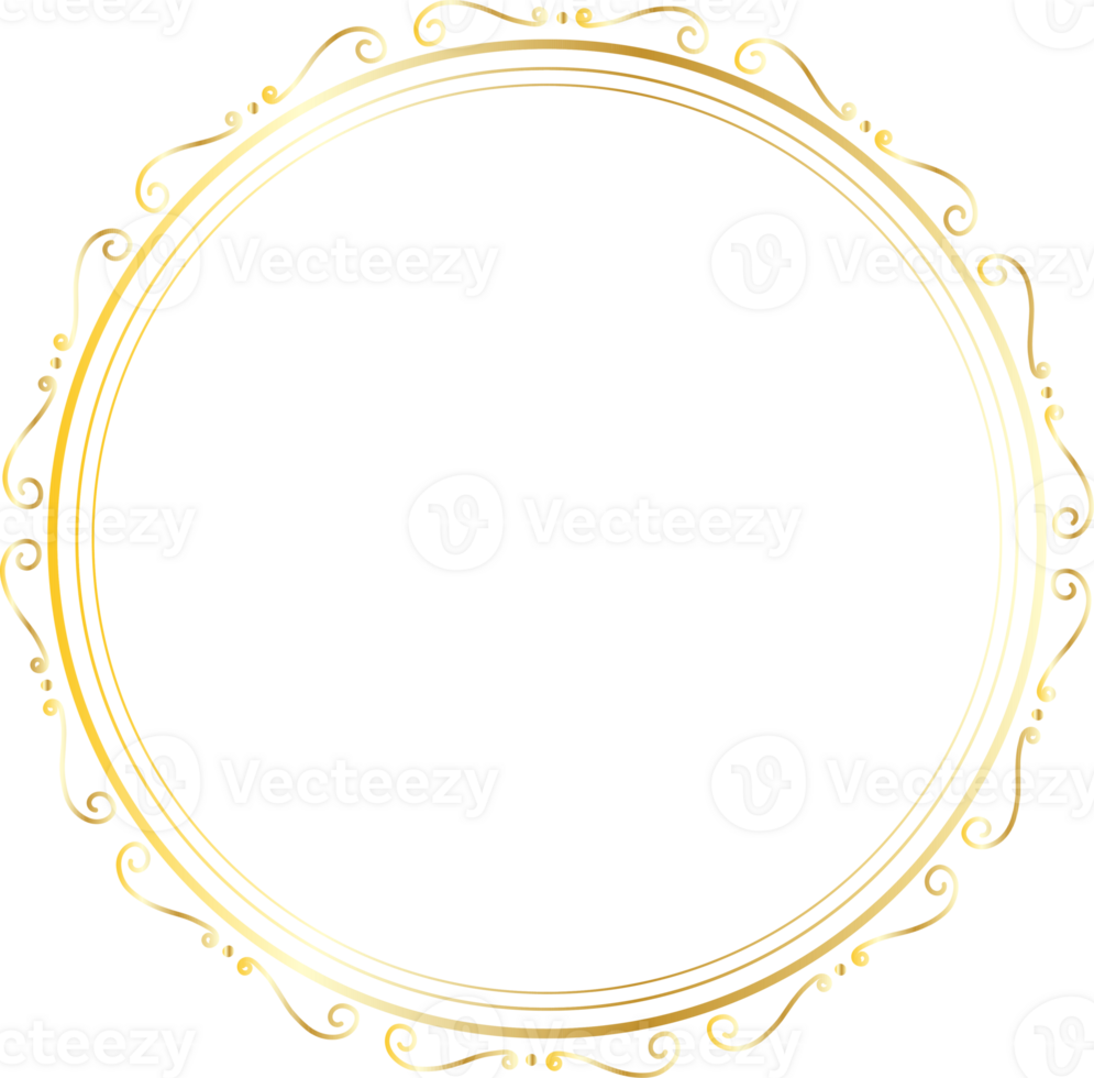 Dividers round gold frames for decoration, Transparent background png