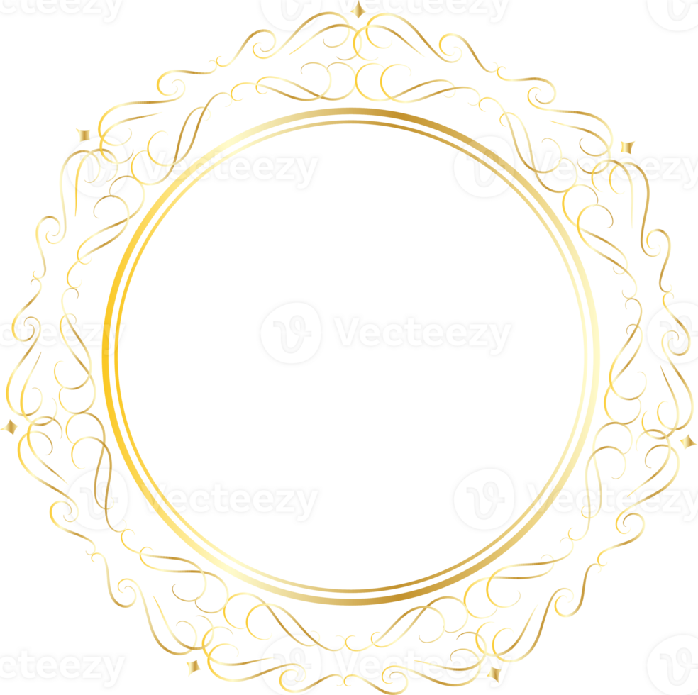 Dividers round gold frames for decoration, Transparent background png