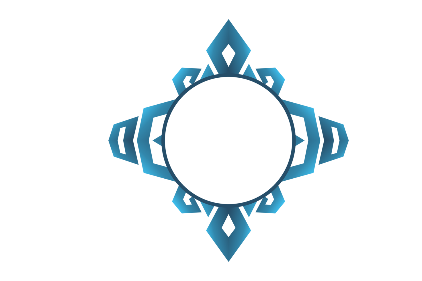 Blue Gradation Ornament Border With Transparent Background png
