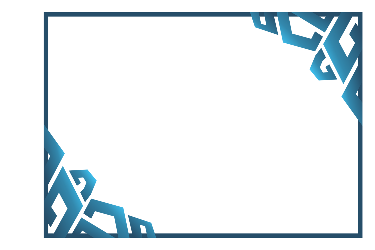 Blue Gradation Ornament Border With Transparent Background png