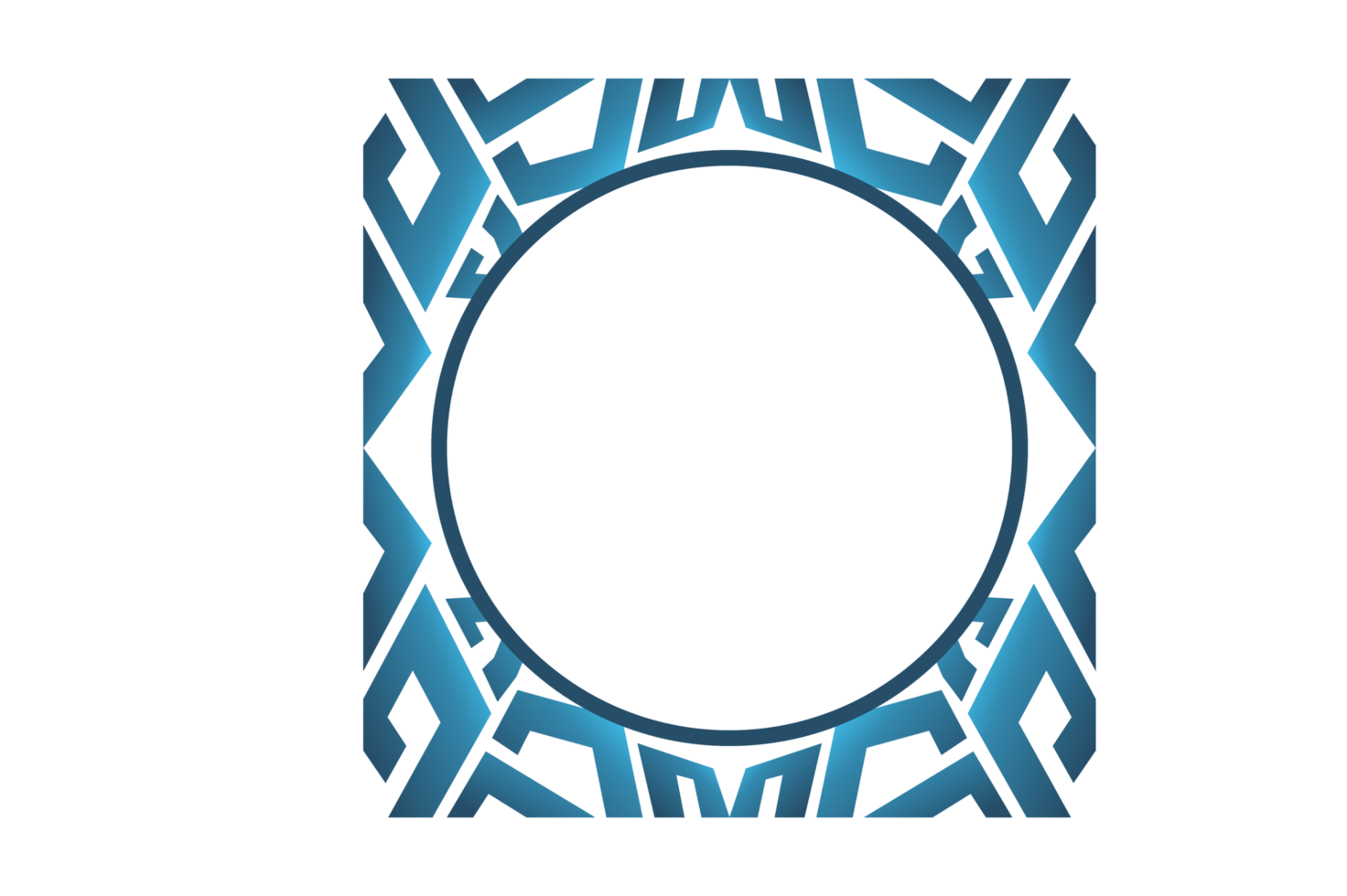 Blue Gradation Ornament Border With Transparent Background png