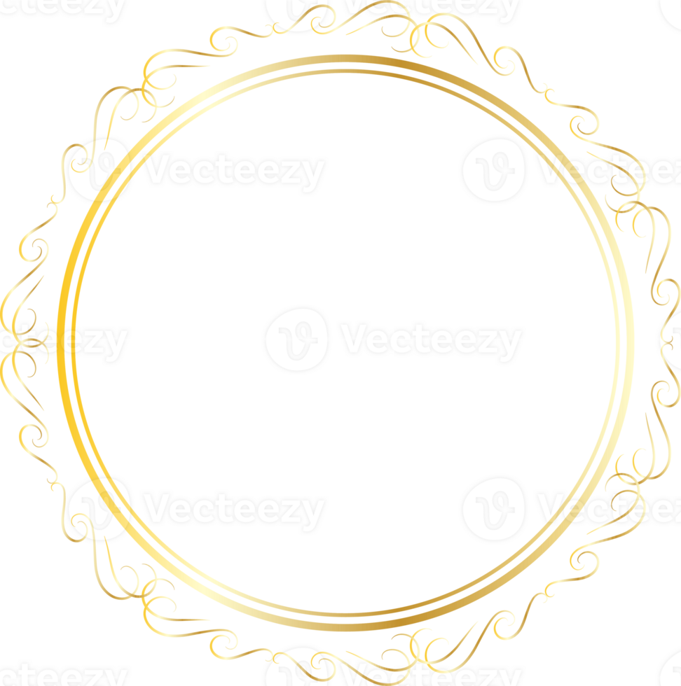 Dividers round gold frames for decoration, Transparent background png
