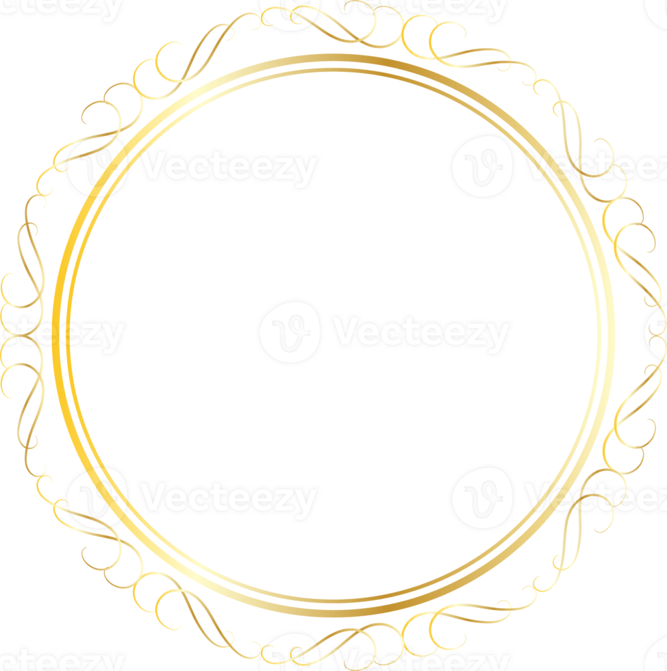 Dividers round gold frames for decoration, Transparent background png