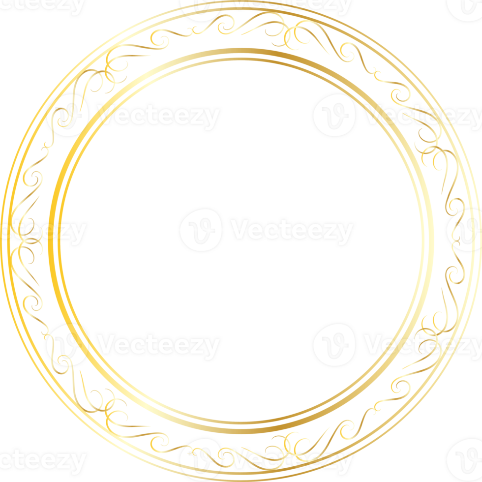 Dividers round gold frames for decoration, Transparent background png