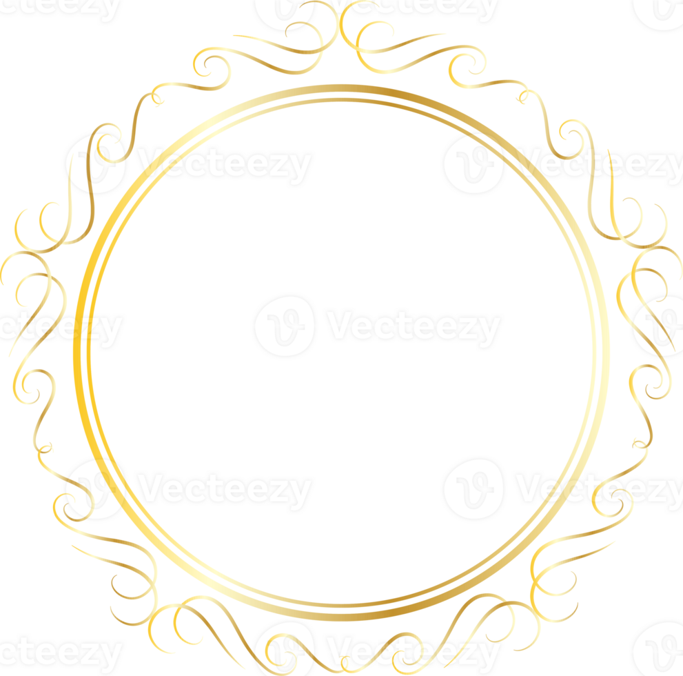 Dividers round gold frames for decoration, Transparent background png