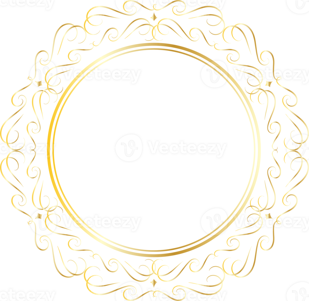 Dividers round gold frames for decoration, Transparent background png