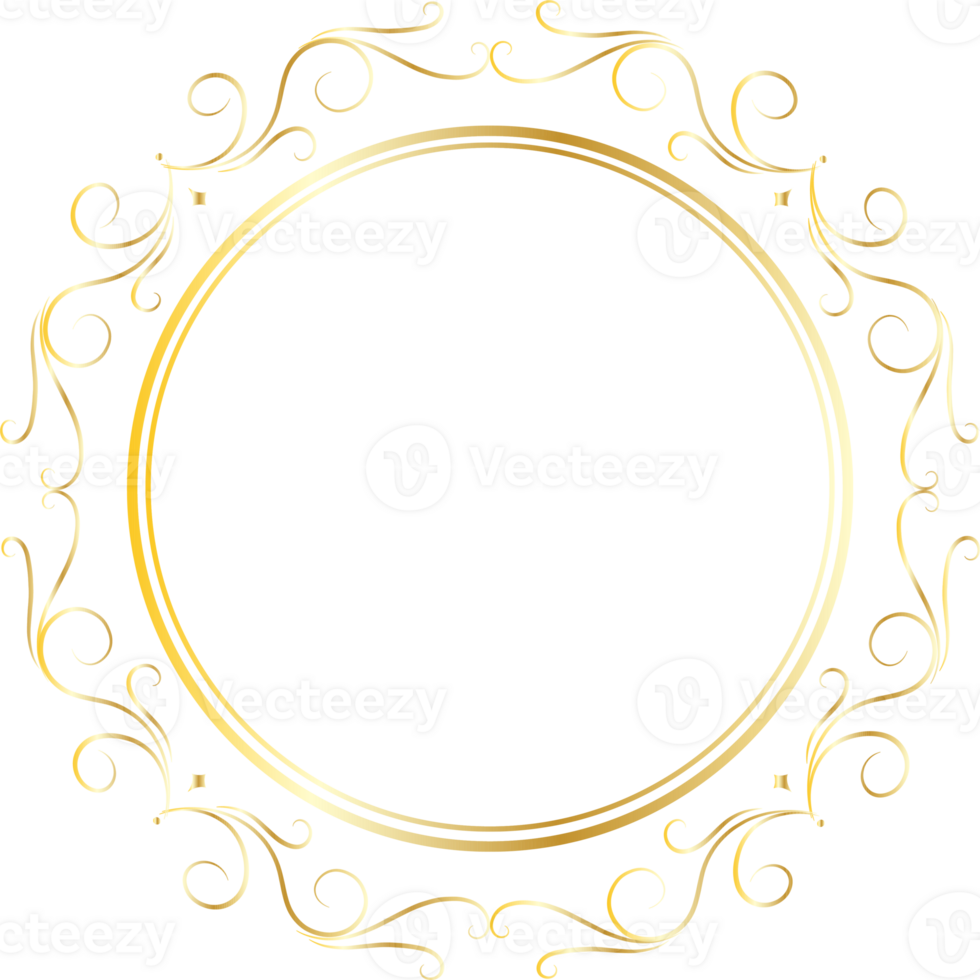 Dividers round gold frames for decoration, Transparent background png