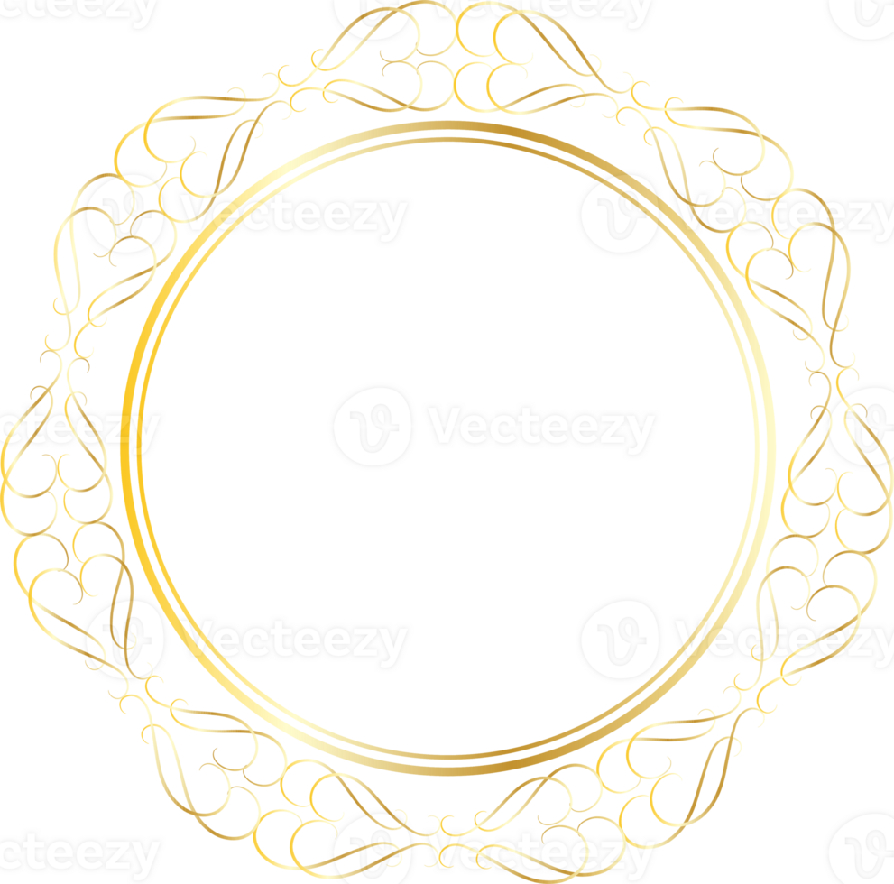 Dividers round gold frames for decoration, Transparent background png