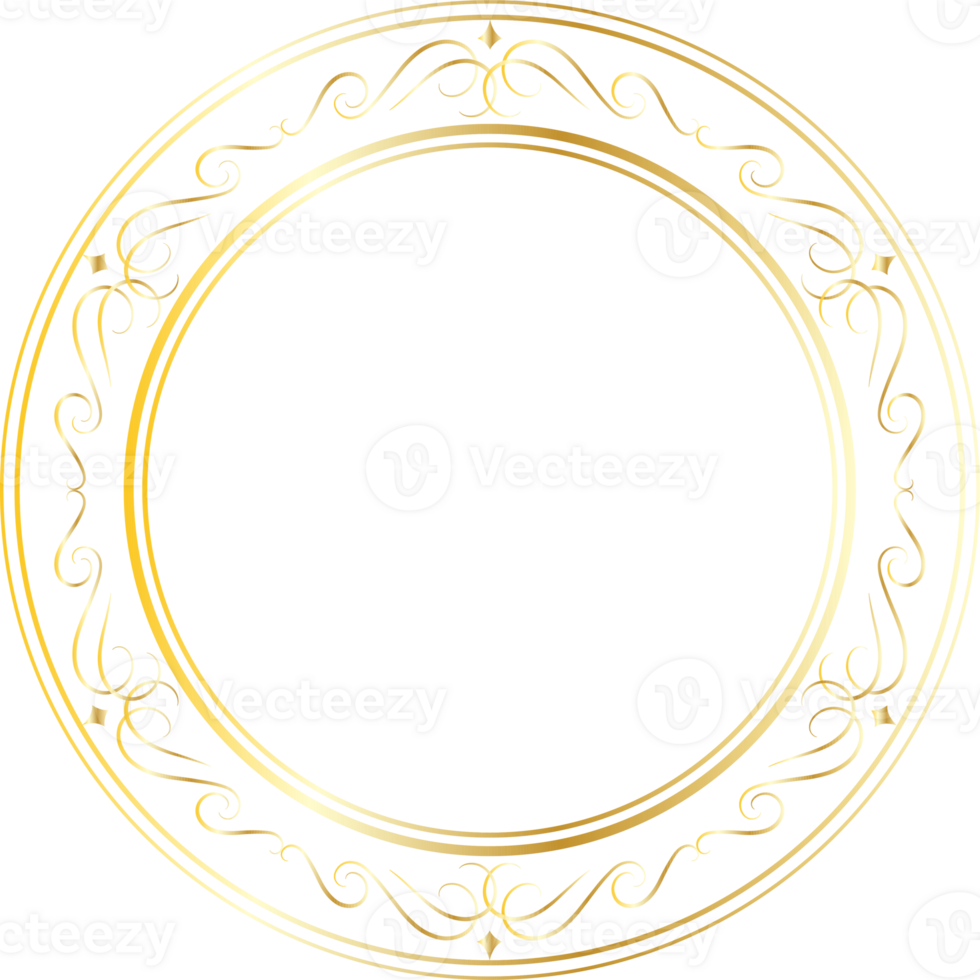Dividers round gold frames for decoration, Transparent background png
