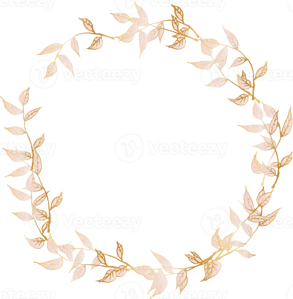 Decorative round gold Leaves frames frames for decoration, Transparent background png