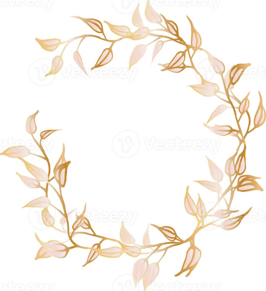 Decorative round gold Leaves frames frames for decoration, Transparent background png