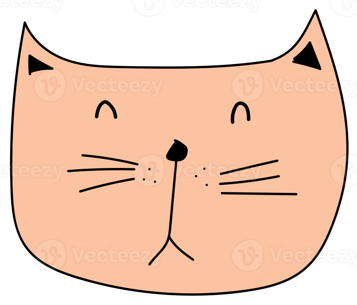 Cute cat cartoon doodle. png