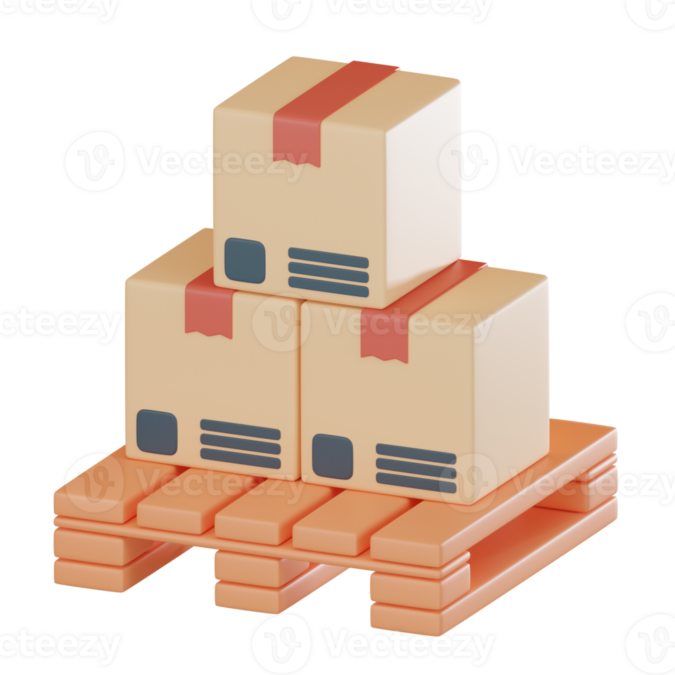 Pallet box logistics icon 3D render png