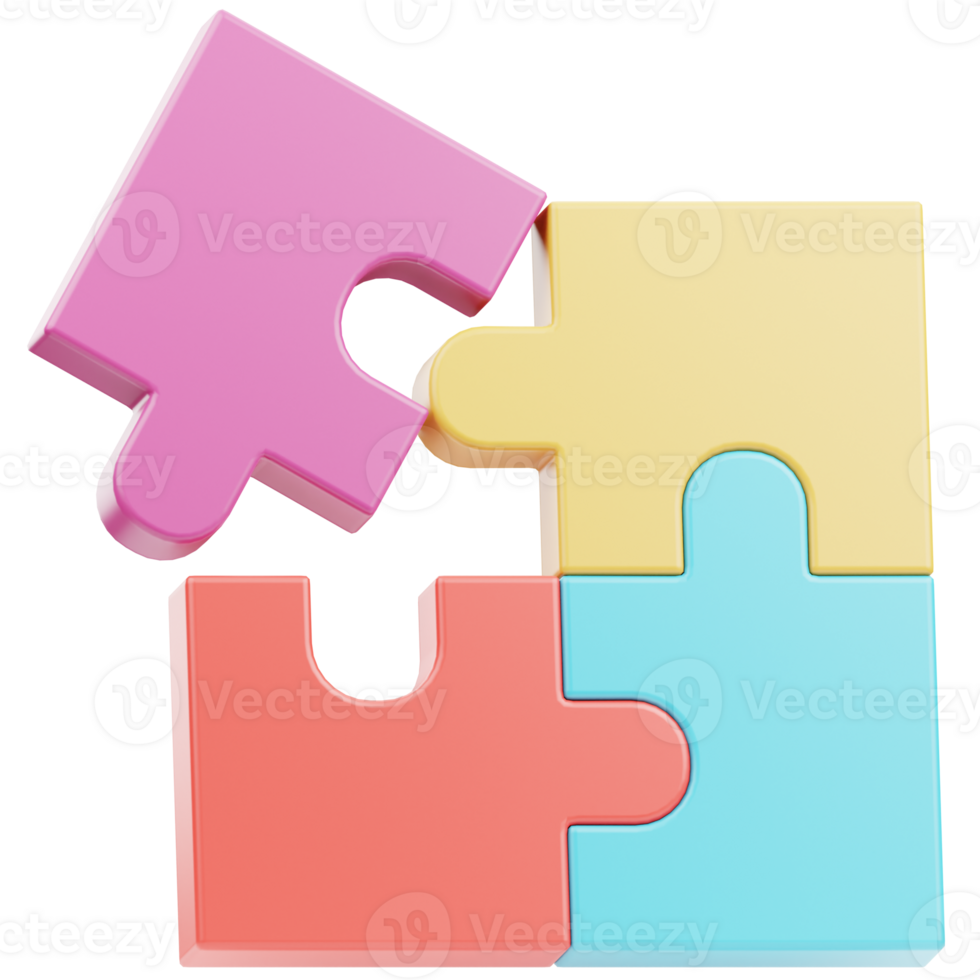 Jigsaw Puzzle 3D Illustration for Infographic, web, app, etc png