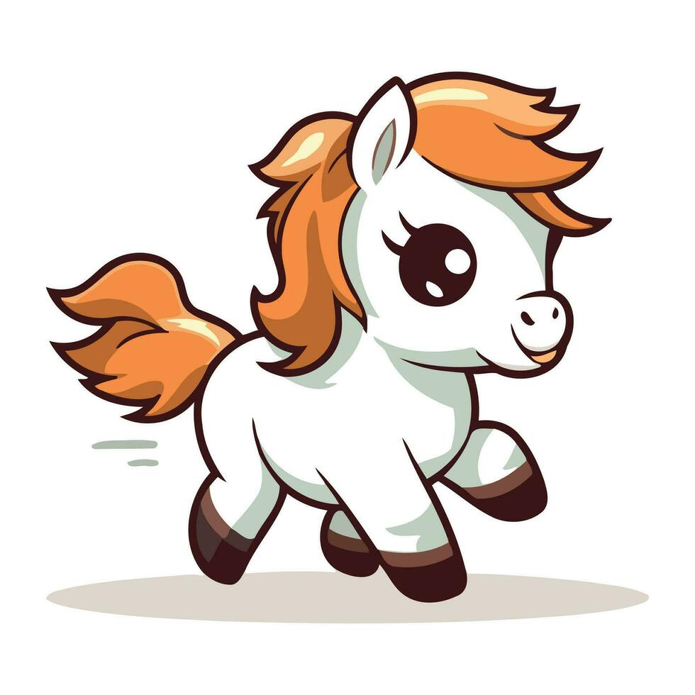 linda dibujos animados poni correr. vector ilustración aislado en blanco antecedentes.