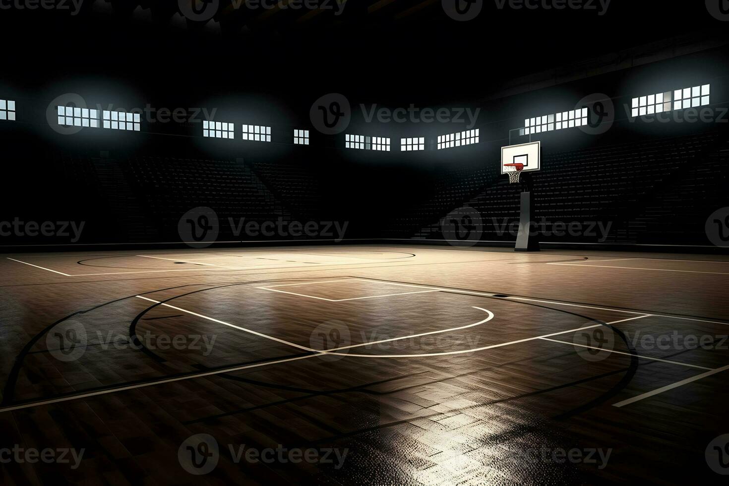 Basketball stadium inside view. Neural network AI generated photo