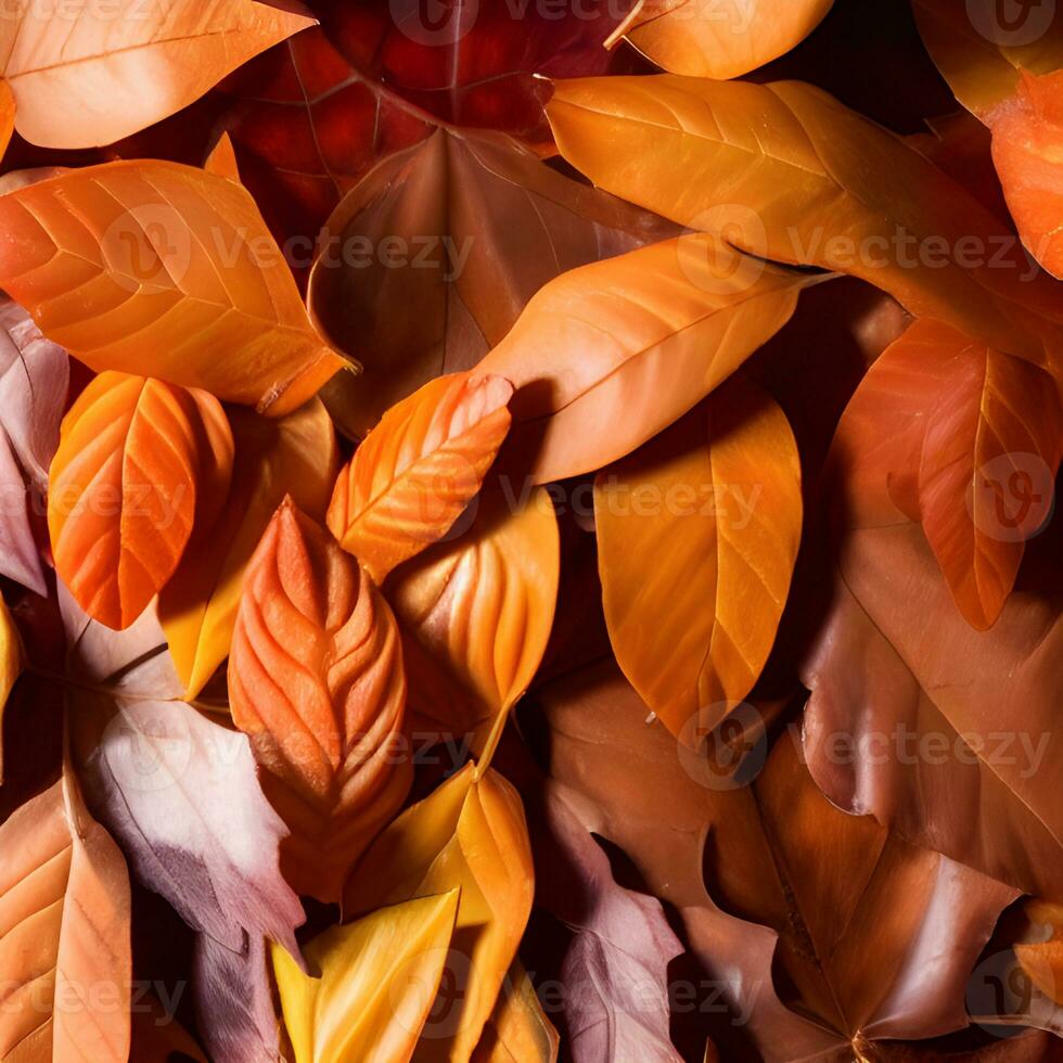 Autumn orange, leaves fall abstract background, leaf random element outdoor ai generative photo