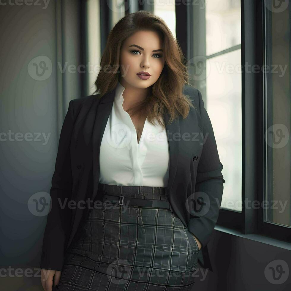 Female general manager, photo of cute business lady. AI Generative