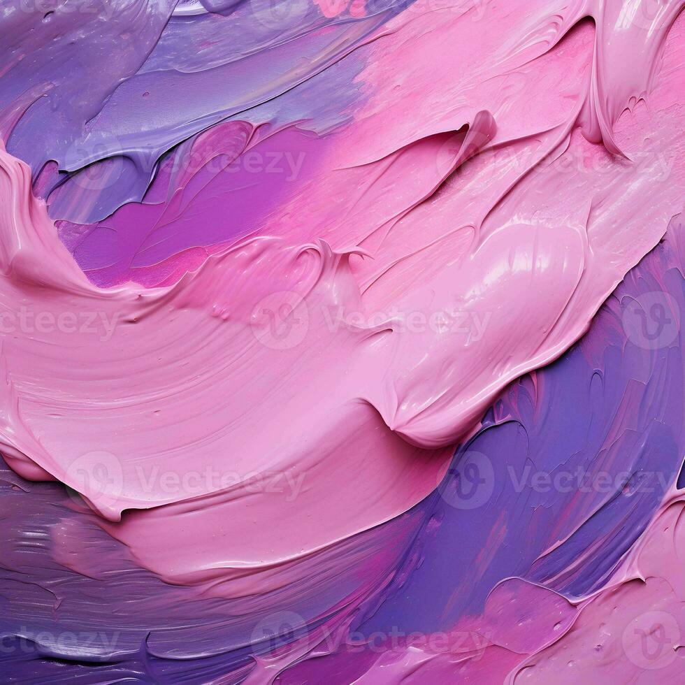 Smooth brush with strokes of oil paint, pink and purple paint. AI Generative photo