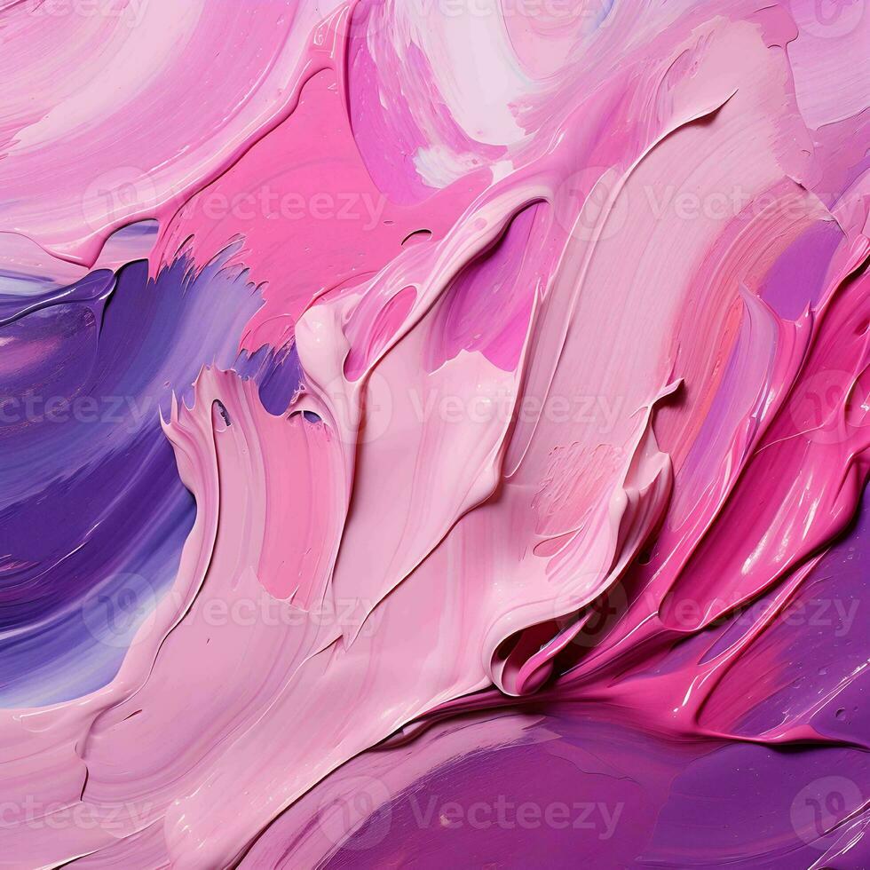 Smooth brush with strokes of oil paint, pink and purple paint. AI Generative photo