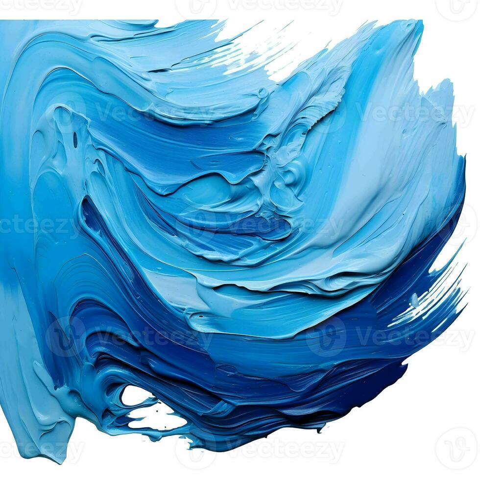 Smooth brush with strokes of oil paint, blue paint. AI Generative photo