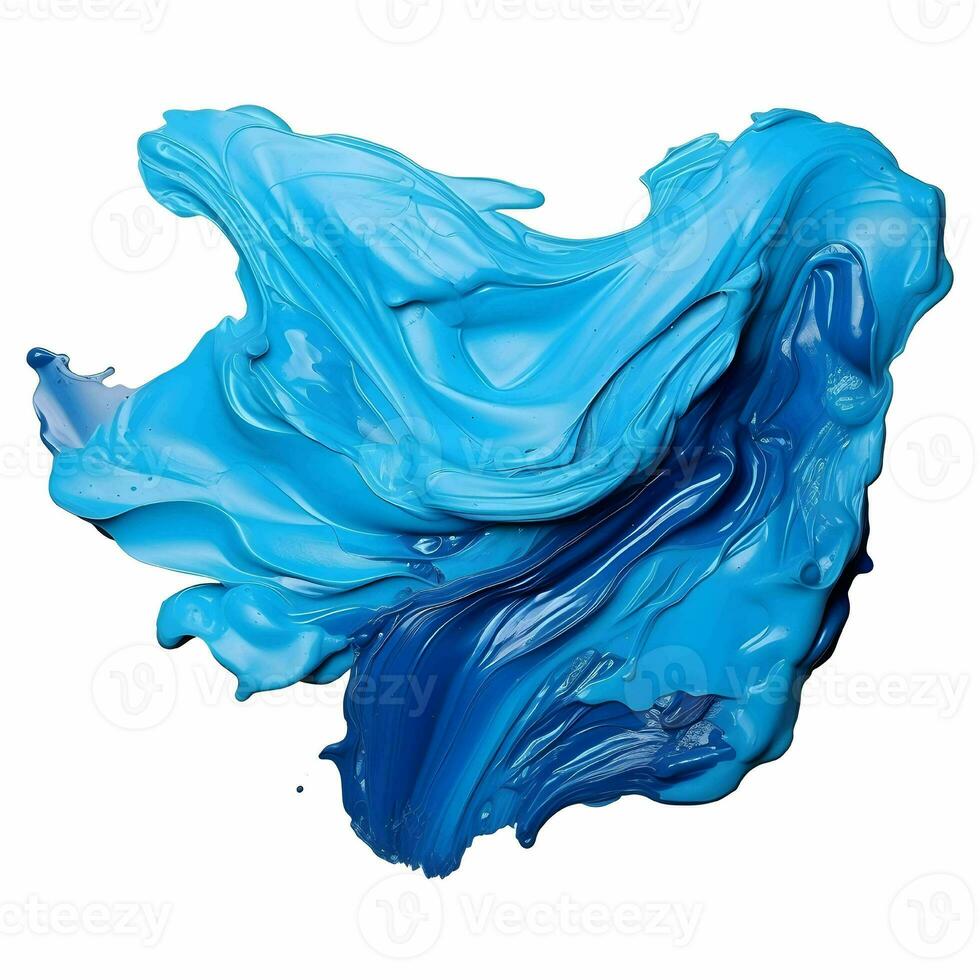 Smooth brush with strokes of oil paint, blue paint. AI Generative photo