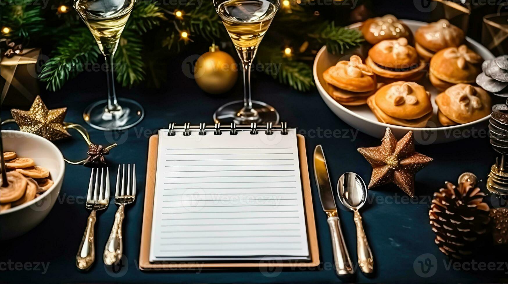 Festive Tablet for New Year's Wishes and Plans - Generative AI photo