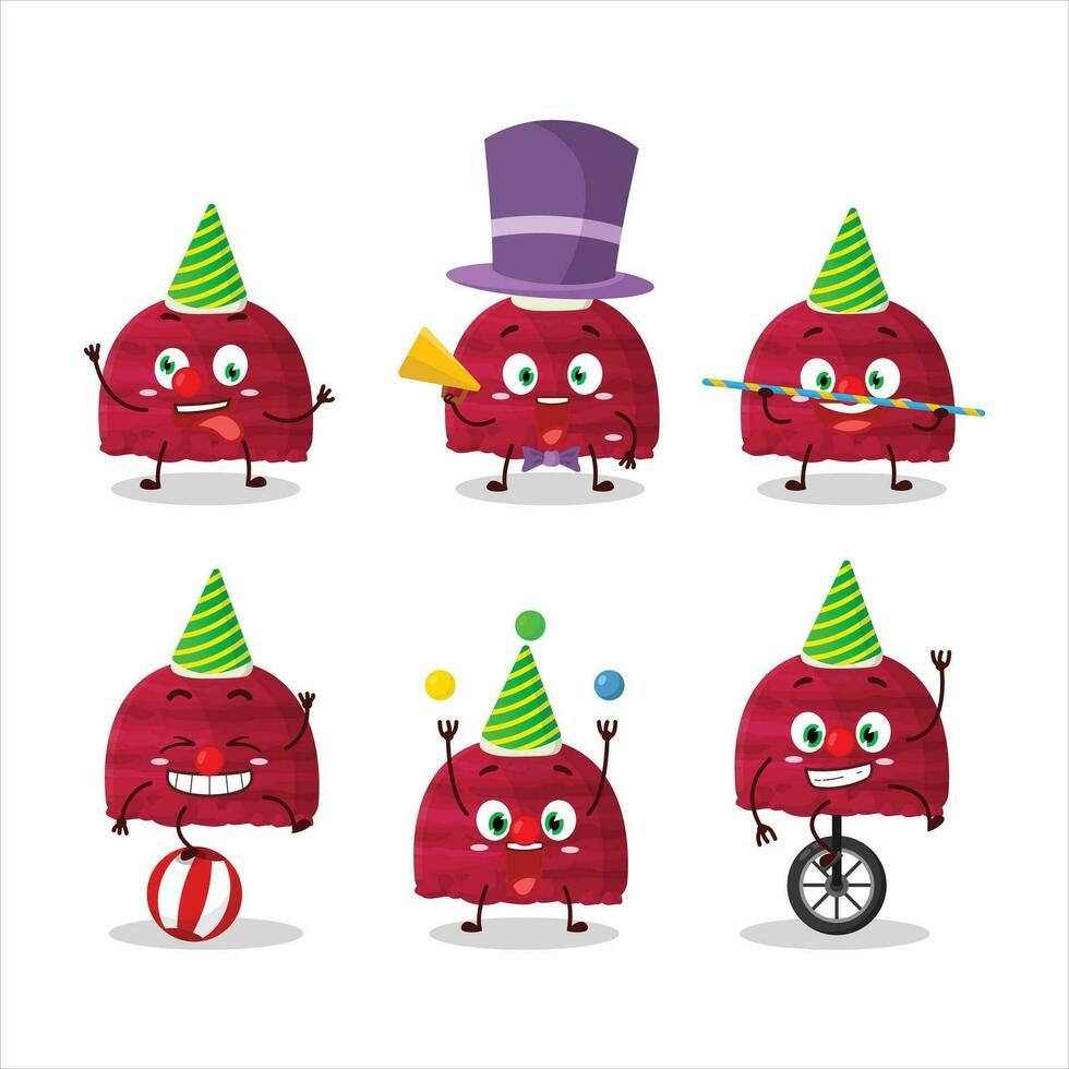 Cartoon character of cherry ice cream scoops with various circus shows vector