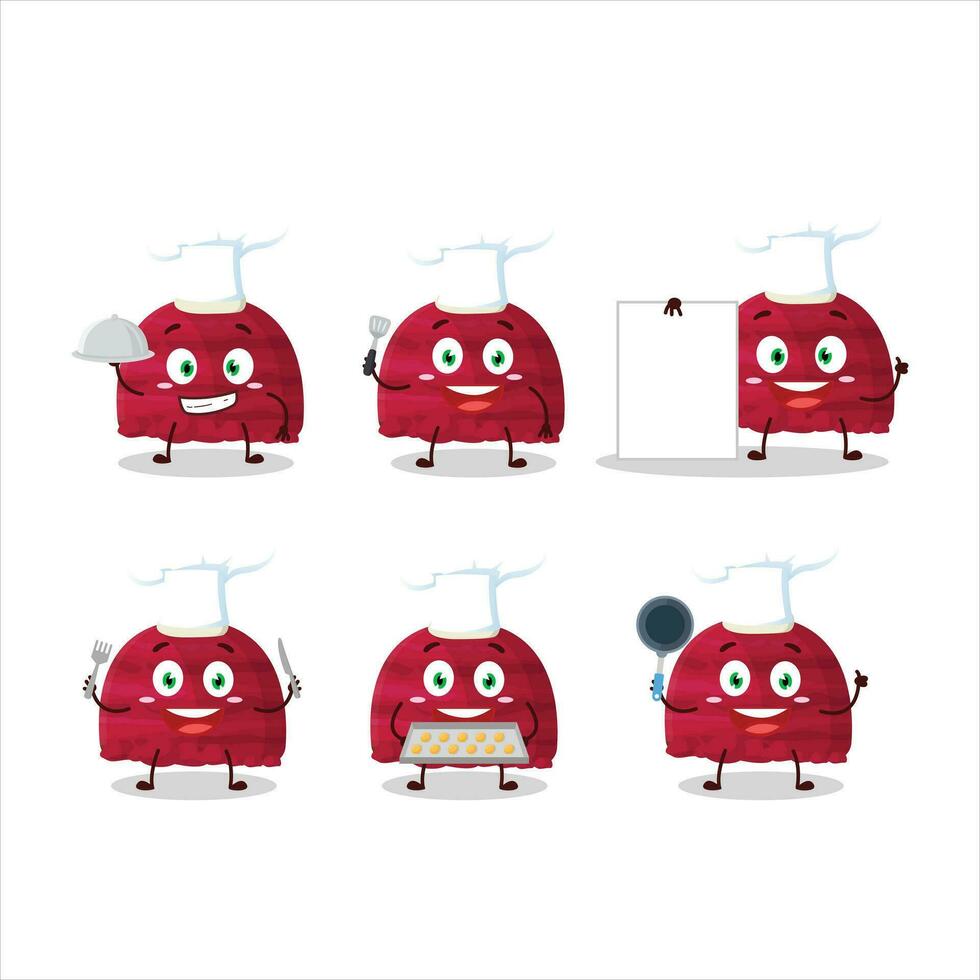 Cartoon character of cherry ice cream scoops with various chef emoticons vector