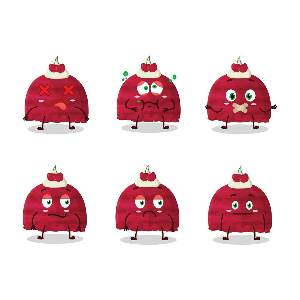 Cherry ice cream scoops cartoon character with nope expression vector