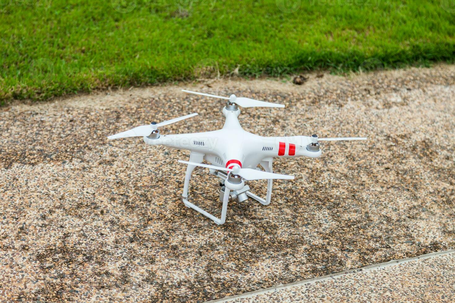 flying drone with camera prepair to fly photo