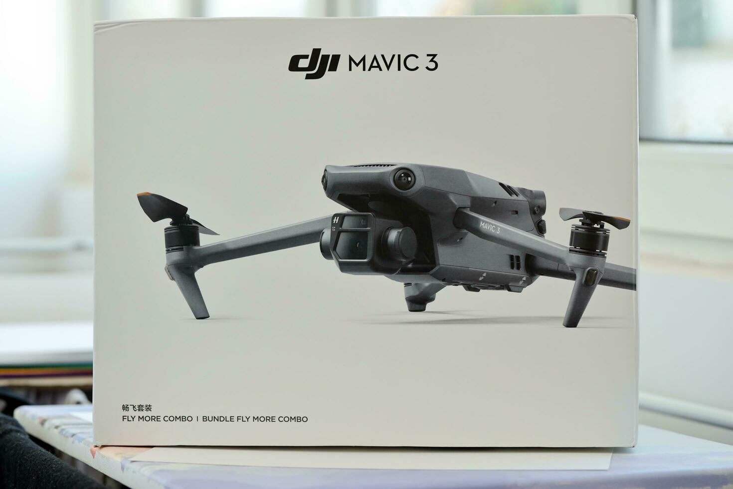 KYIV, UKRAINE - 4 MAY, 2023 new DJI Mavic 3 fly more combo quadrocopter drone photo