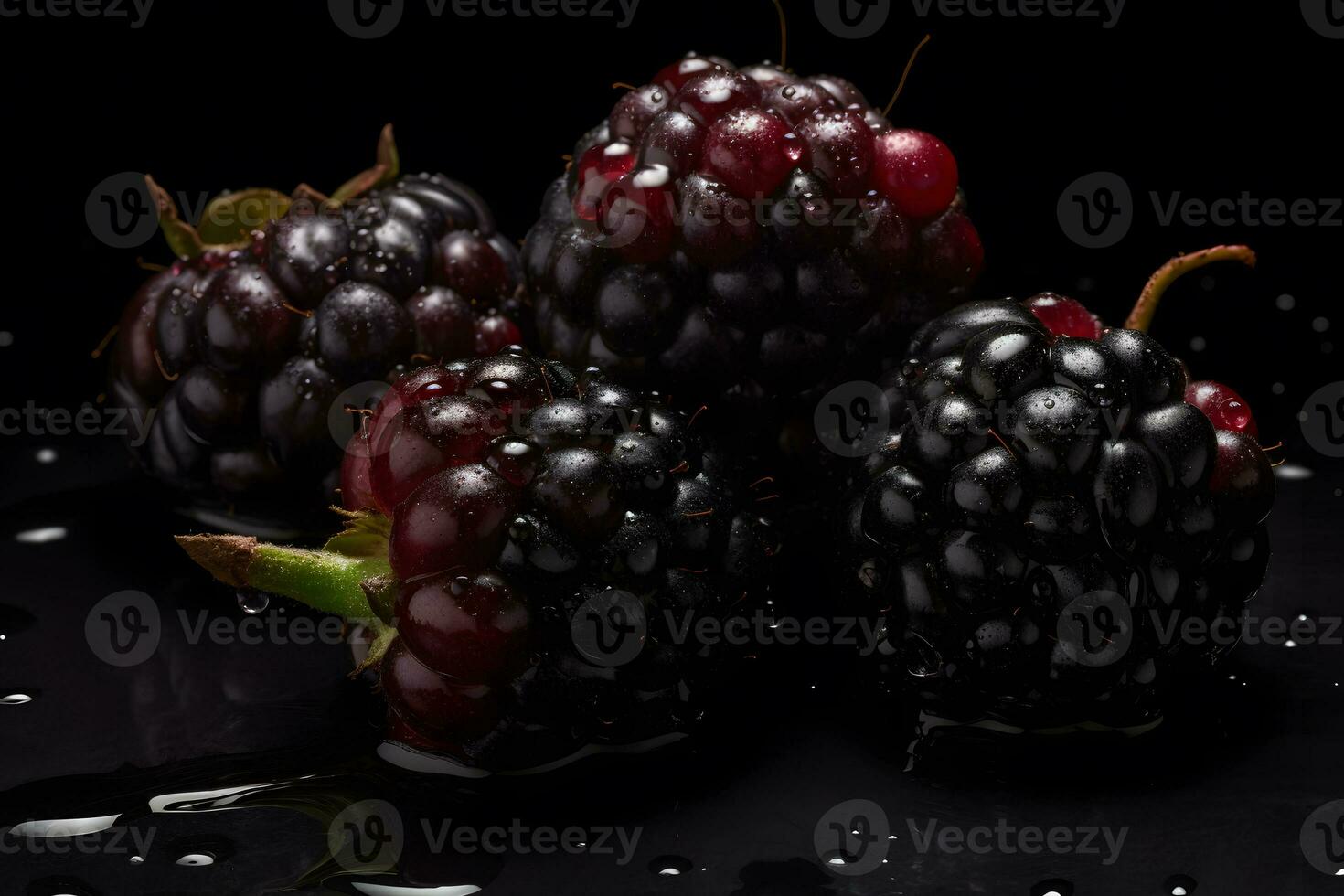 Blueberries on a dark background. Neural network AI generated photo